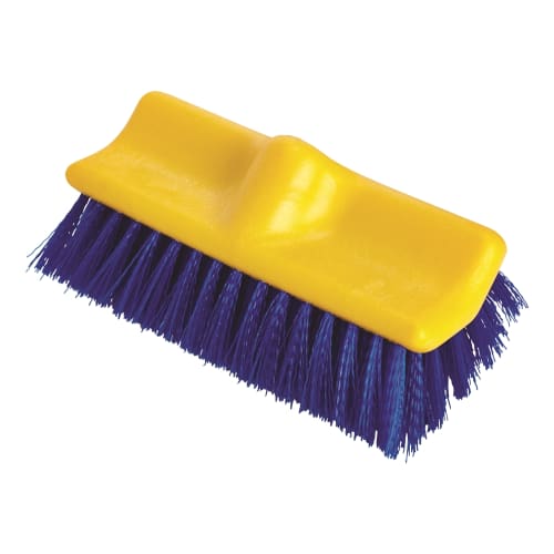Rubbermaid 10 Inch Floor Scrub, Plastic Block, Bi Level, Polypropylene Fill, Blue